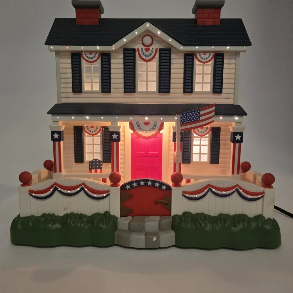 Avon 4th of July Patriotic Lighted Fiber Optic American House Complete